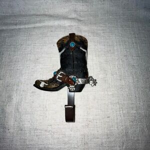 Cowboy Boot Spur‎ Wall Hook Western Turquoise Decor Country Rustic Metal
